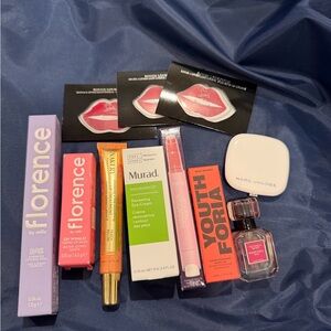 Miked bundle of Florence eye brow, lip balm, Nakery, Murad, youth flora, Marc